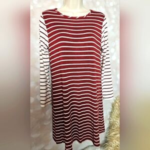 Loveapella | Striped Knit Swing Style Dress